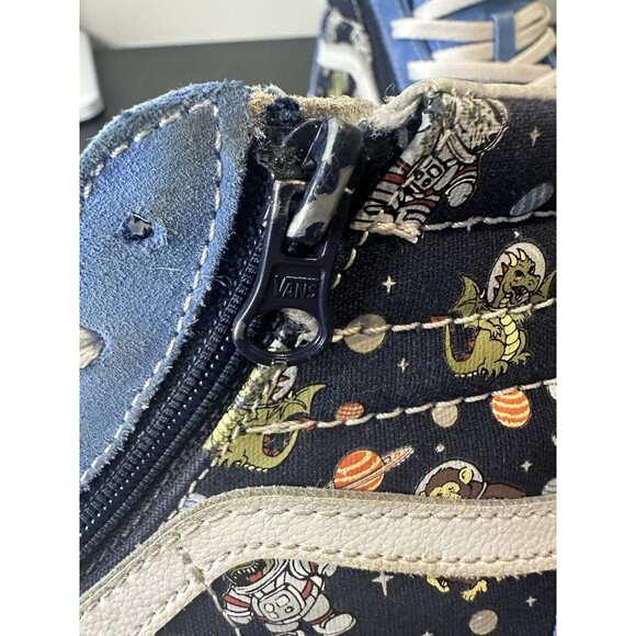 Vans Sk8 High Top Cosmic Astronaut Kid Shoes Sz 2.5 Blue Zip Side Lace Up #1120 - Picture 11 of 15